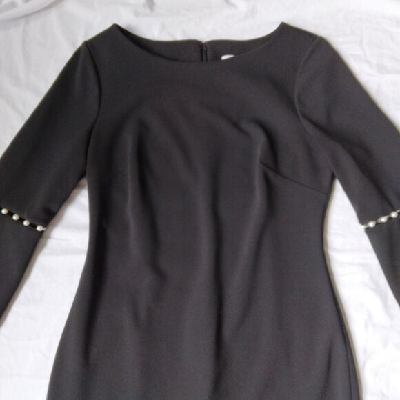 Calvin Klein Pearl-Trim Sheath Dress Knee Length Classic Party Womens 4 - Picture 6 of 12